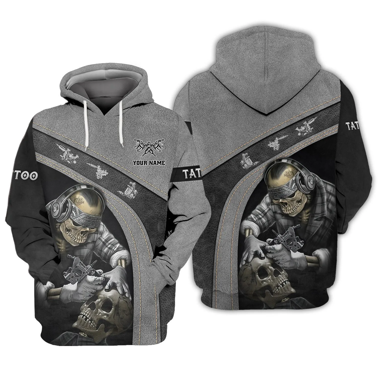 Latest Tattoo Artist Shop Personalized Name Zipper Hoodie, 3D Hoodie