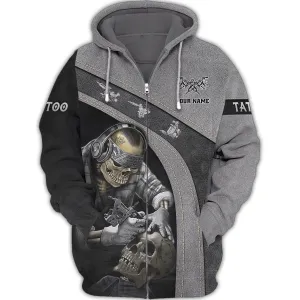 Latest Tattoo Artist Shop Personalized Name Zipper Hoodie, 3D Hoodie