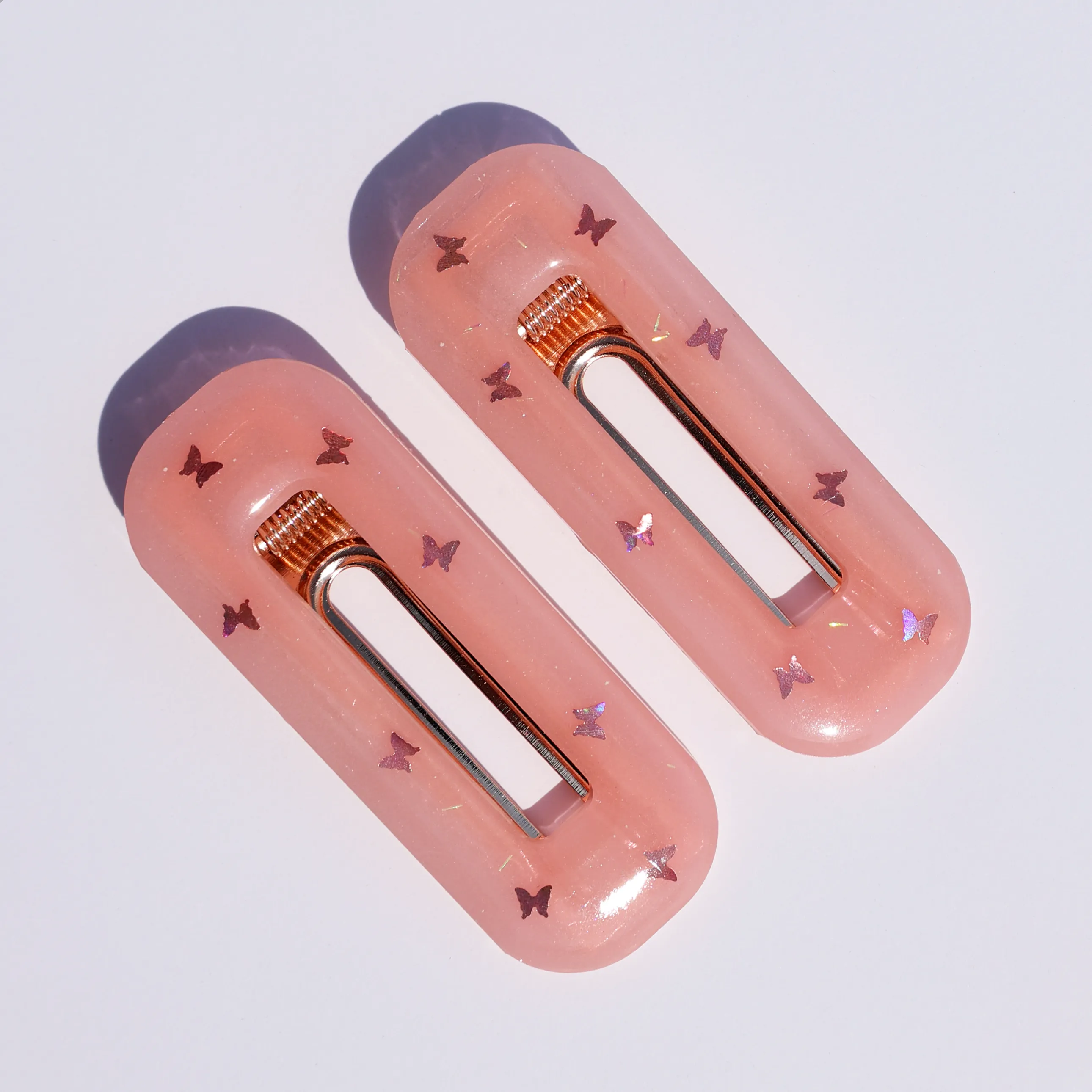 LIGHT PINK BUTTERFLY BARRETTE SET
