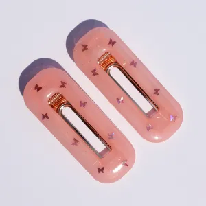 LIGHT PINK BUTTERFLY BARRETTE SET