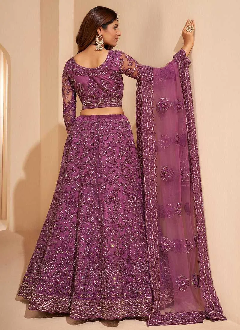 Lilac Purple Floral Embroidered Stylish Lehenga Choli