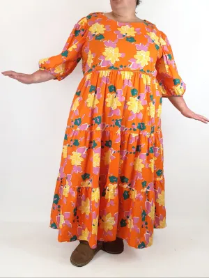 Little Party Dress orange cotton dress size 22