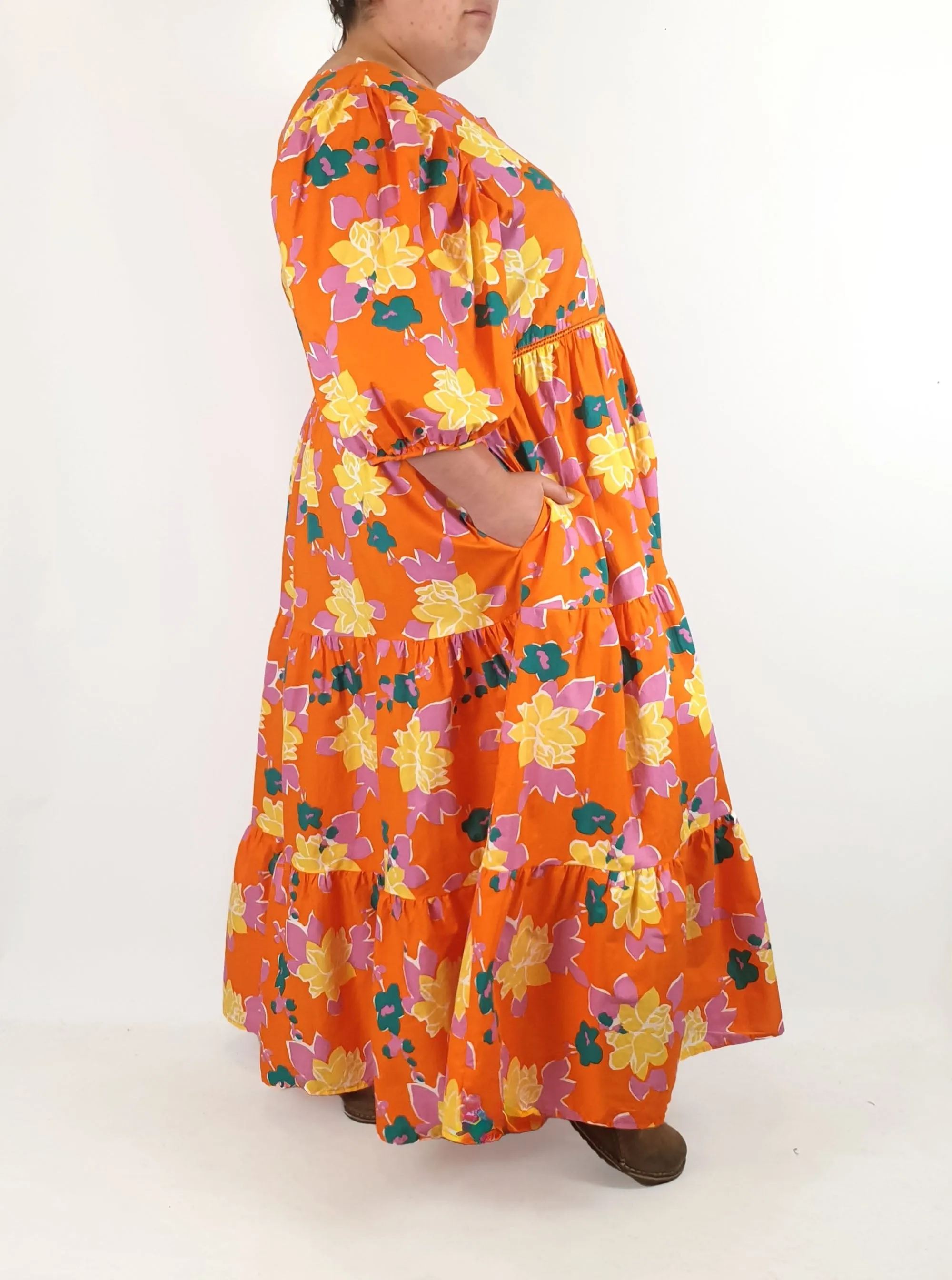 Little Party Dress orange cotton dress size 22