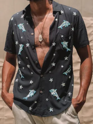 LUMERIA DOLPHIN MENS SHIRT - BLACK