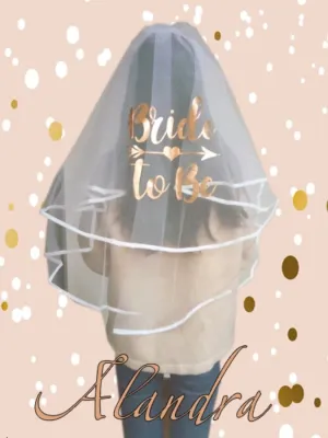Luxury Bride To Be Rose Gold Printed Veil