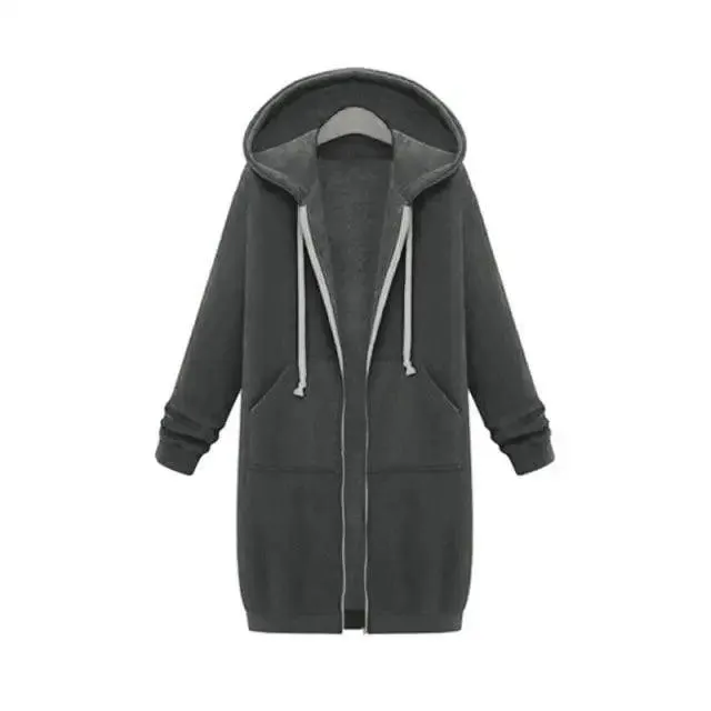 Luxury Women's Autumn Winter Thickening Hoodies Leisure Loose Hooded Jackets Pockets Plus Size Sweatshirt Sports Dresses Outwear Women's Hooded Flannel Jacket Casual Fleece Windbreaker Hoodie