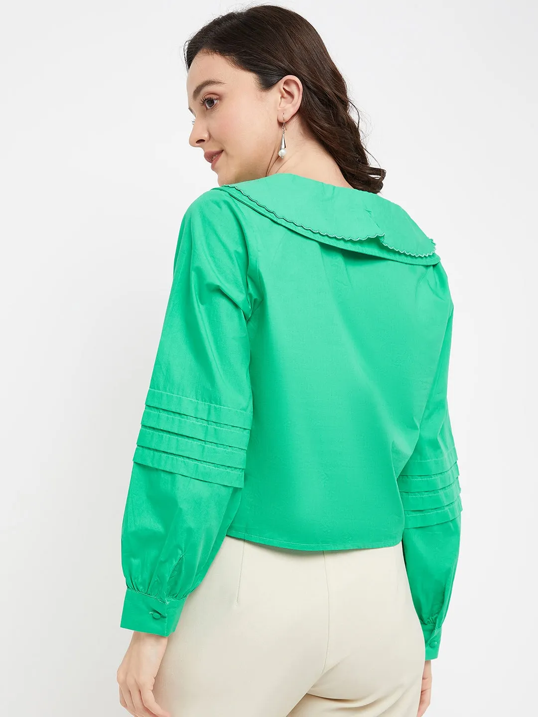 Madame Green Knot Peter Pan  Collar Shirt