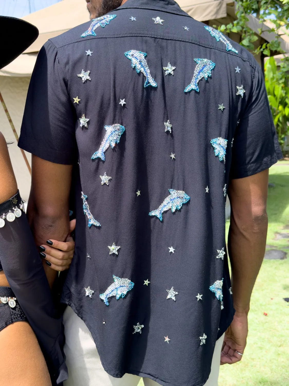 MADE TO ORDER / LUMERIA DOLPHIN MENS SHIRT - BLACK
