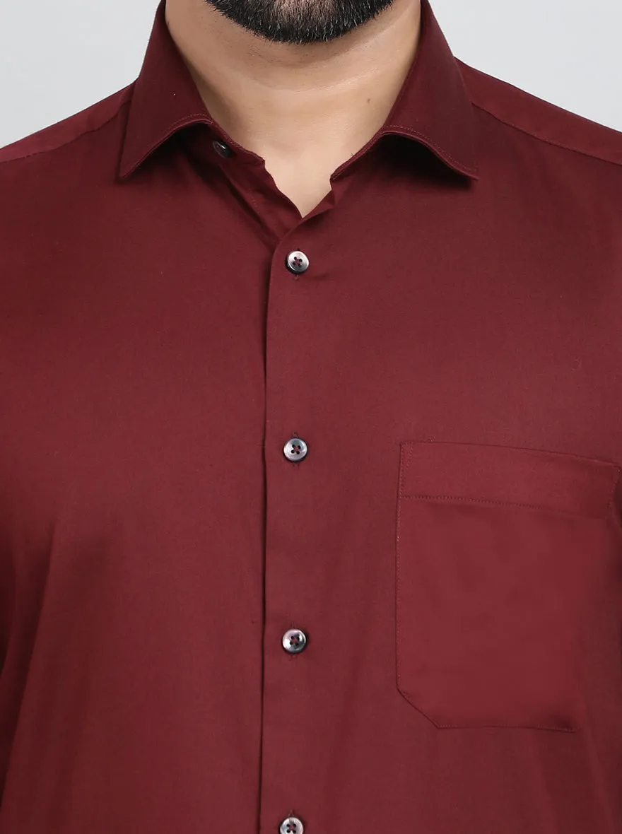 Maroon Solid Slim Fit Party Wear Shirt | Greenfibre