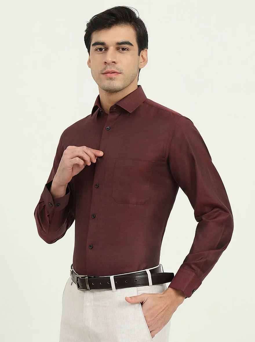 Maroon Solid Slim Fit Party Wear Shirt | Greenfire