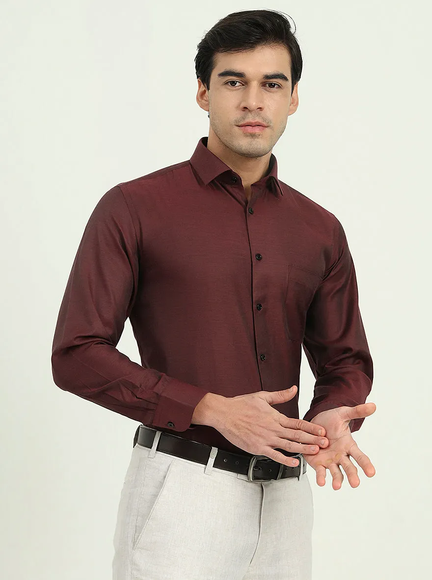 Maroon Solid Slim Fit Party Wear Shirt | Greenfire