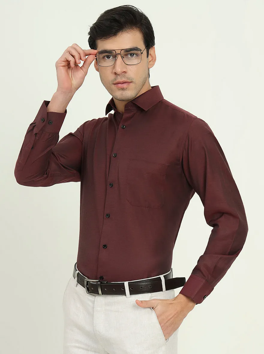 Maroon Solid Slim Fit Party Wear Shirt | Greenfire