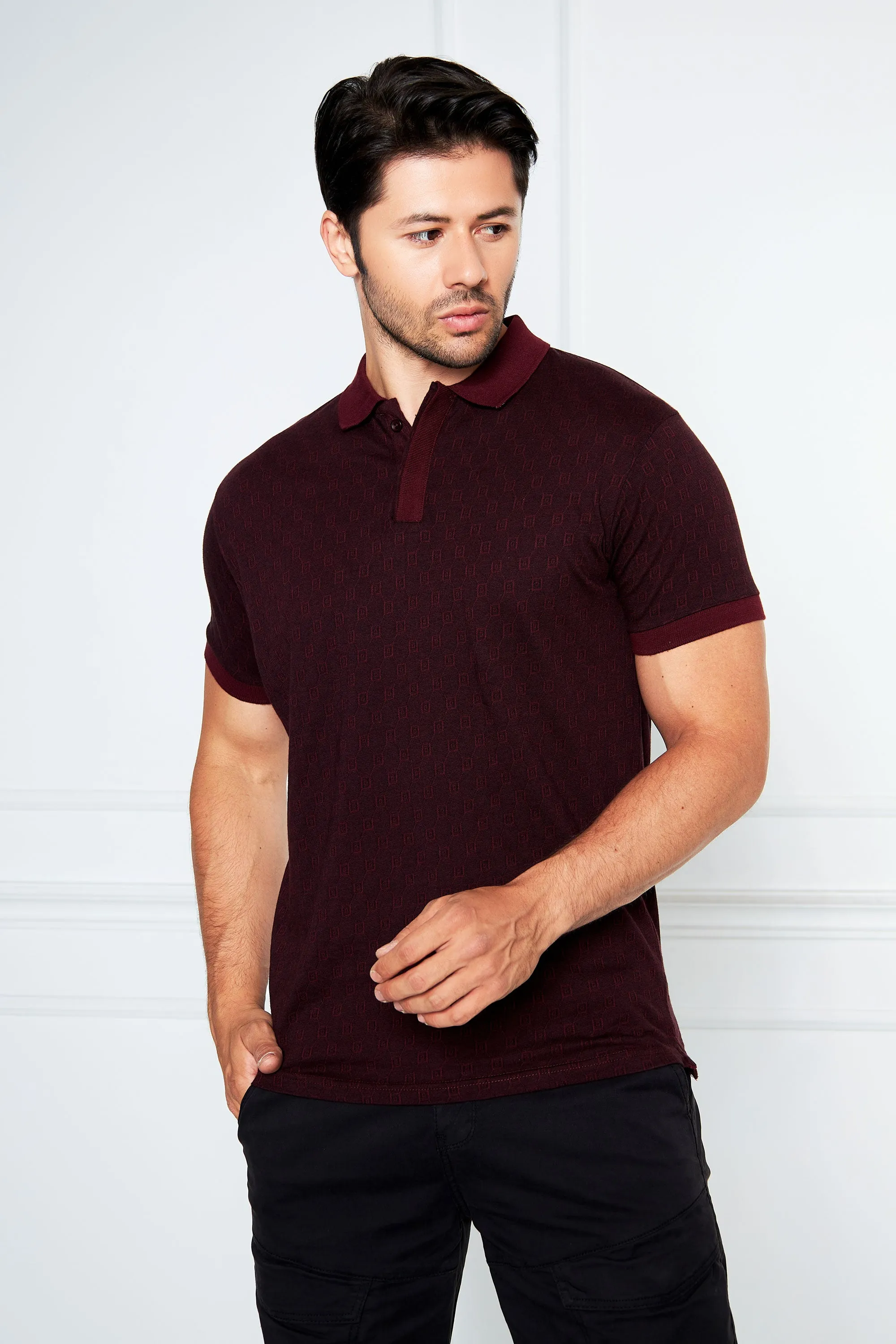 Maroon T Shirt Collar HS
