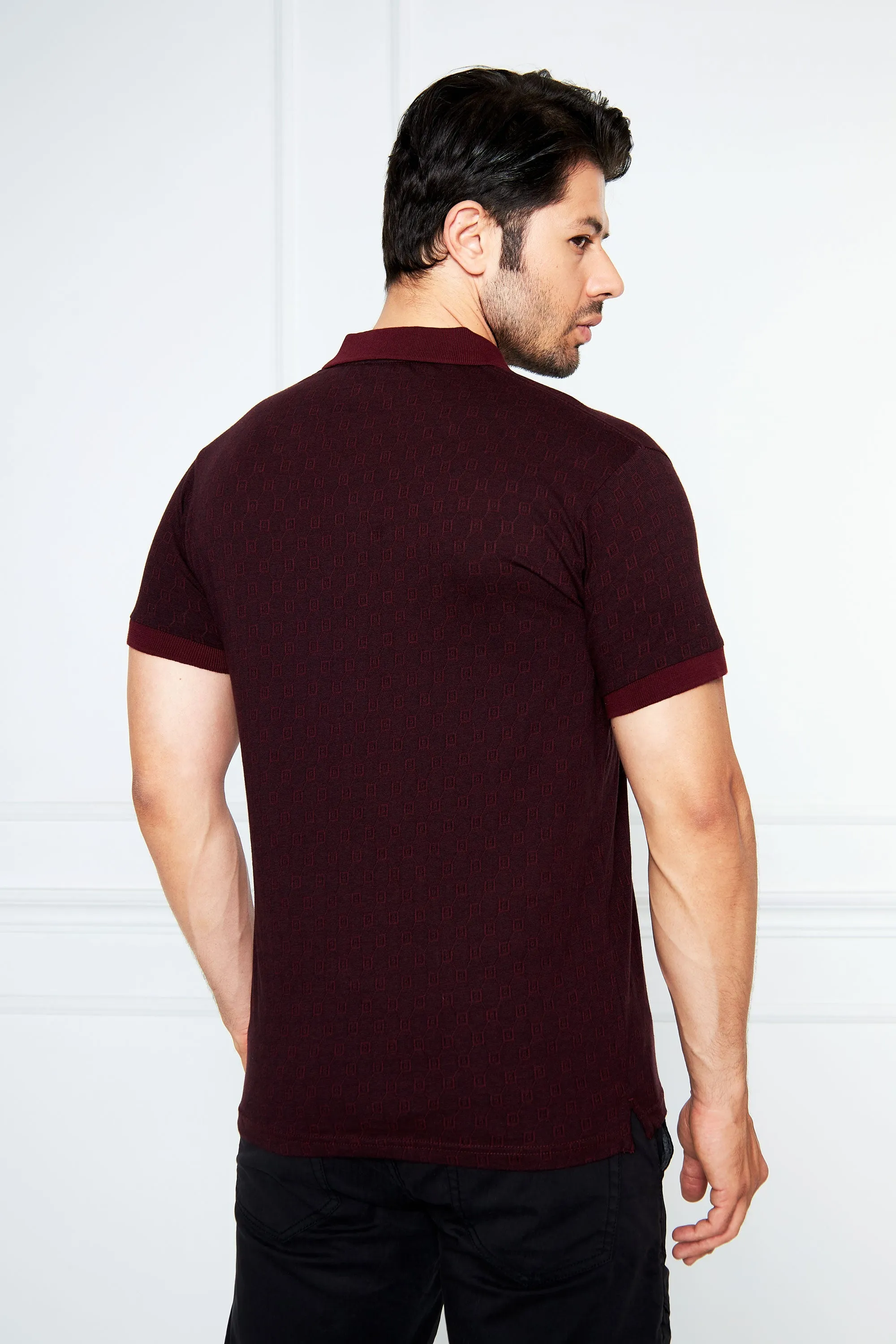 Maroon T Shirt Collar HS