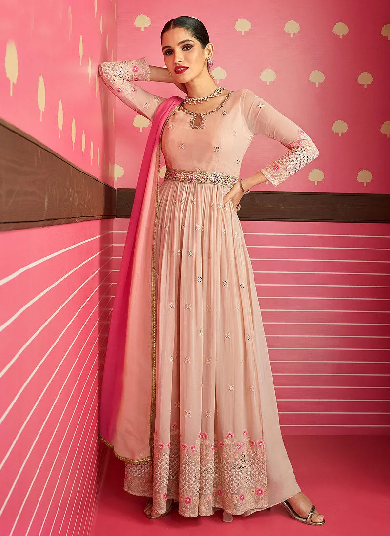 Mauve Color Embroidered Stylish Sharara Suit