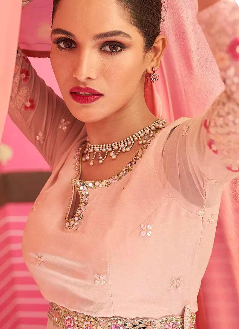 Mauve Color Embroidered Stylish Sharara Suit