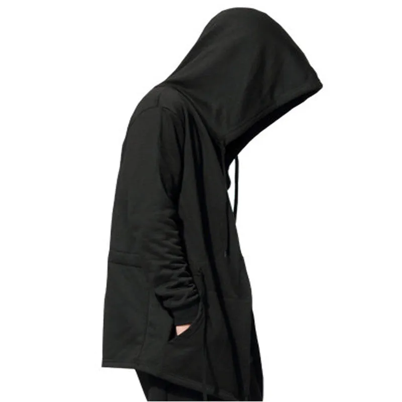 Men's Black Cloak Hooded Clothing Hip Hop Full Sleeves Men Women Unisex