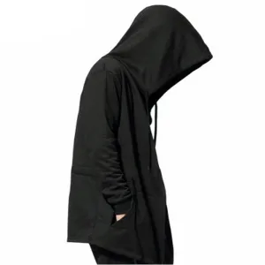 Men's Black Cloak Hooded Clothing Hip Hop Full Sleeves Men Women Unisex