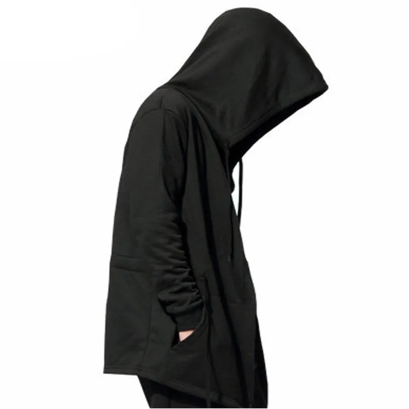 Men's Black Cloak Hooded Clothing Hip Hop Full Sleeves Men Women Unisex