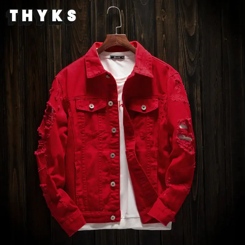 Men's Hip-Hop Denim Jacket - Casual Streetwear Style