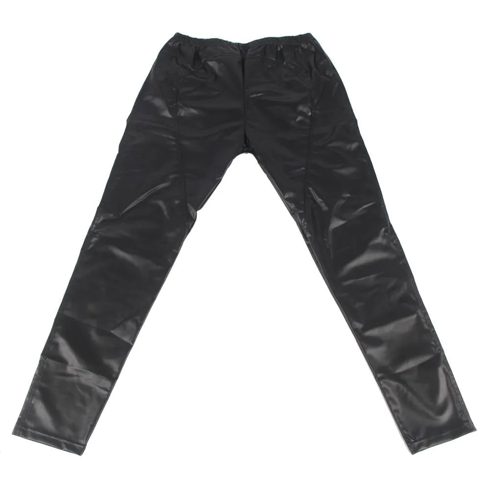 Men's Leather Sexy Crotch Opening Long Trousers