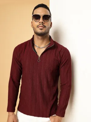 Men's Polyester Cable Knit Polo T-Shirt
