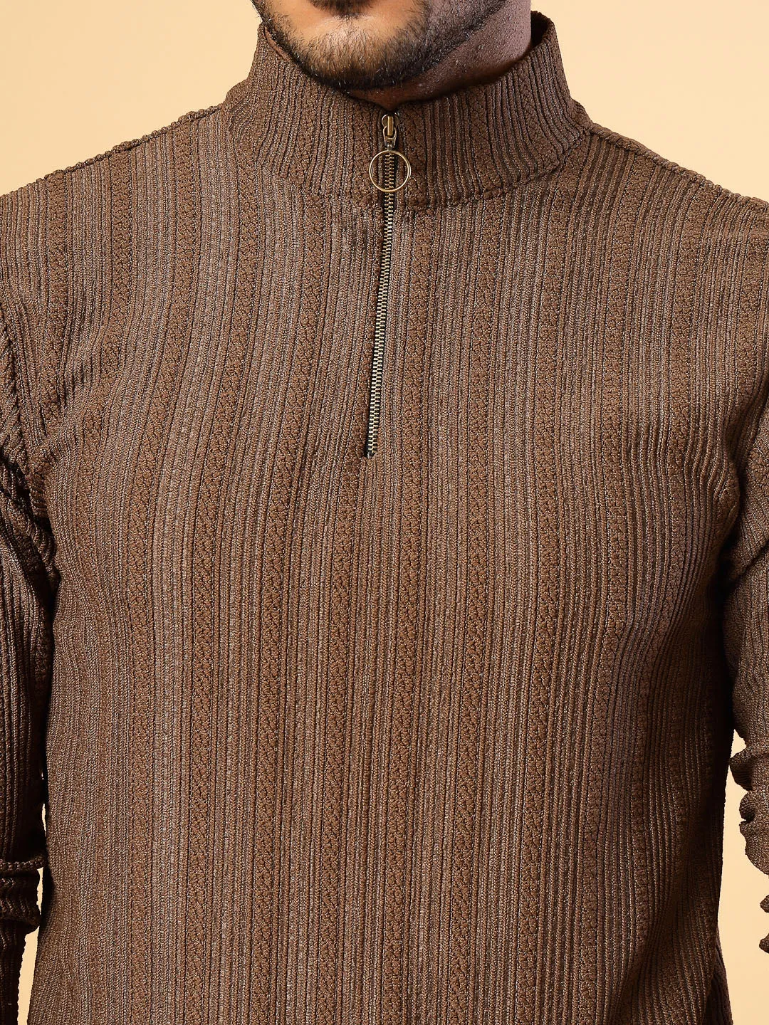 Men's Polyester Cable Knit Polo T-Shirt