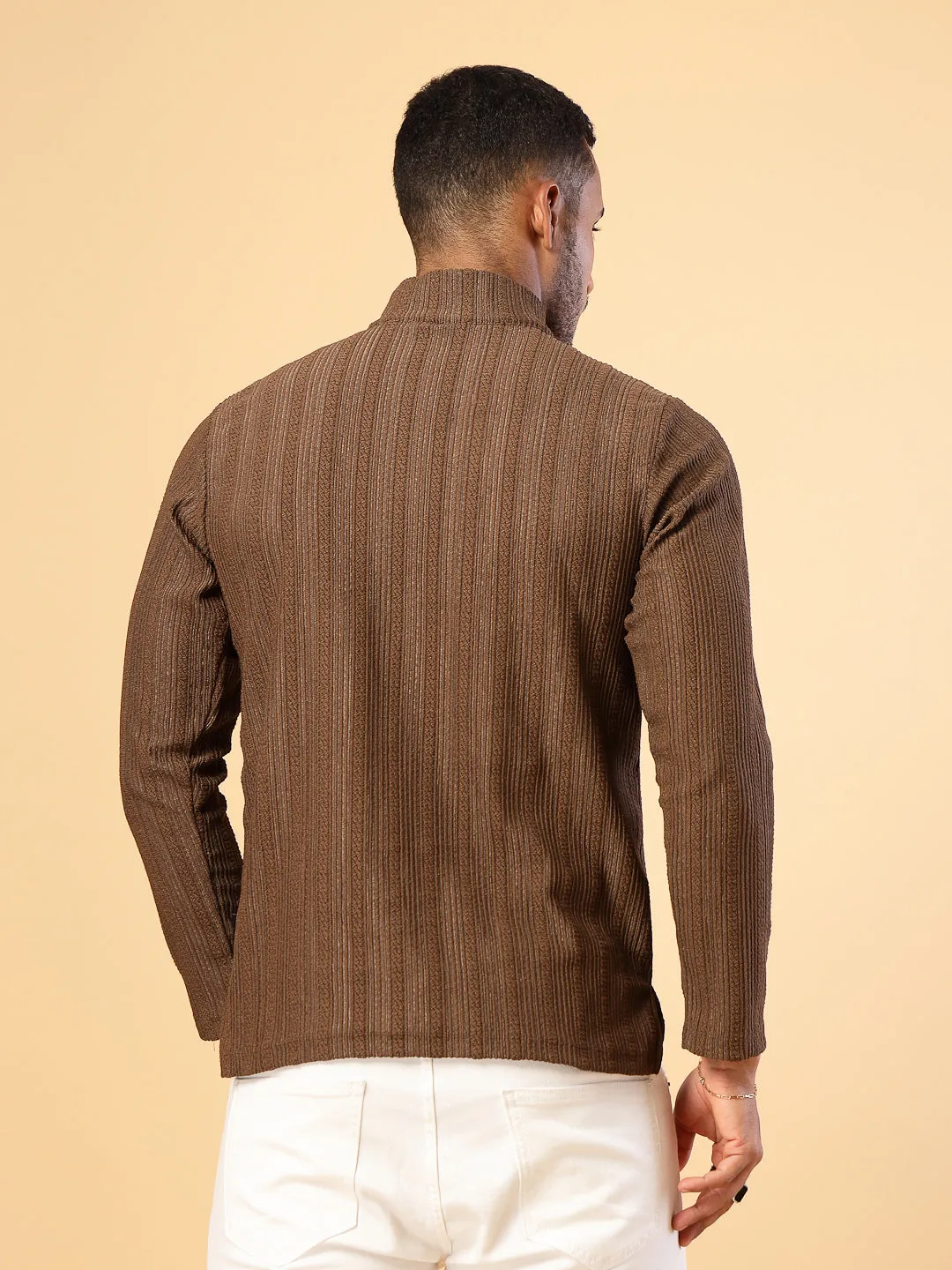 Men's Polyester Cable Knit Polo T-Shirt