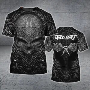 Metal Skull Tattoo Artist 3D Shirts