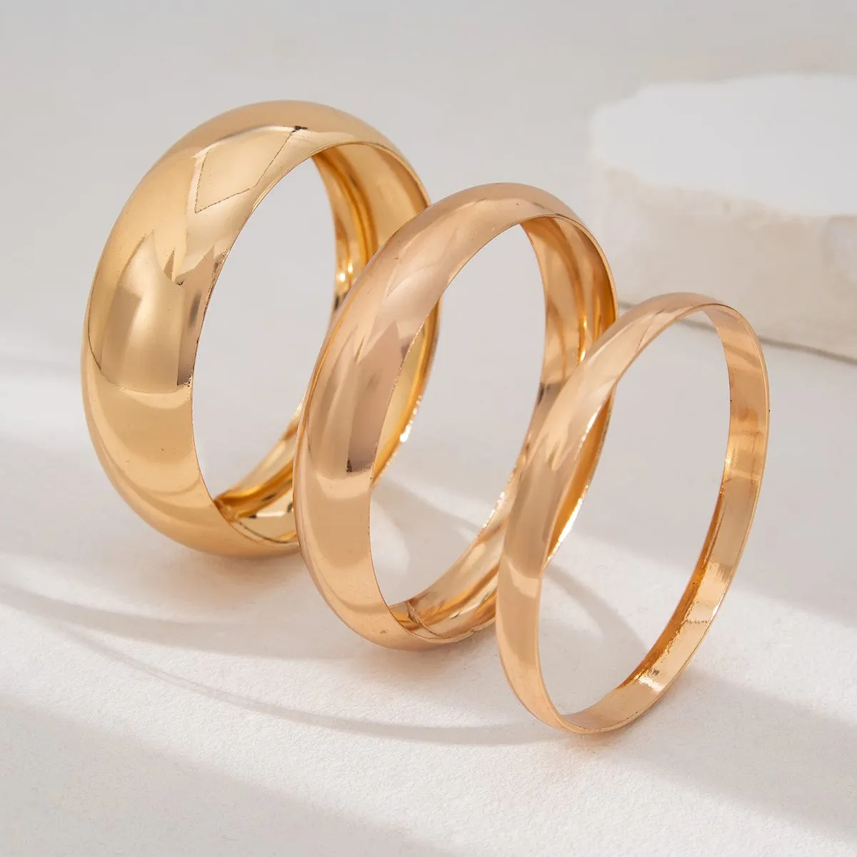 Minimalist 3pcs Glossy Bangle Bracelet Set
