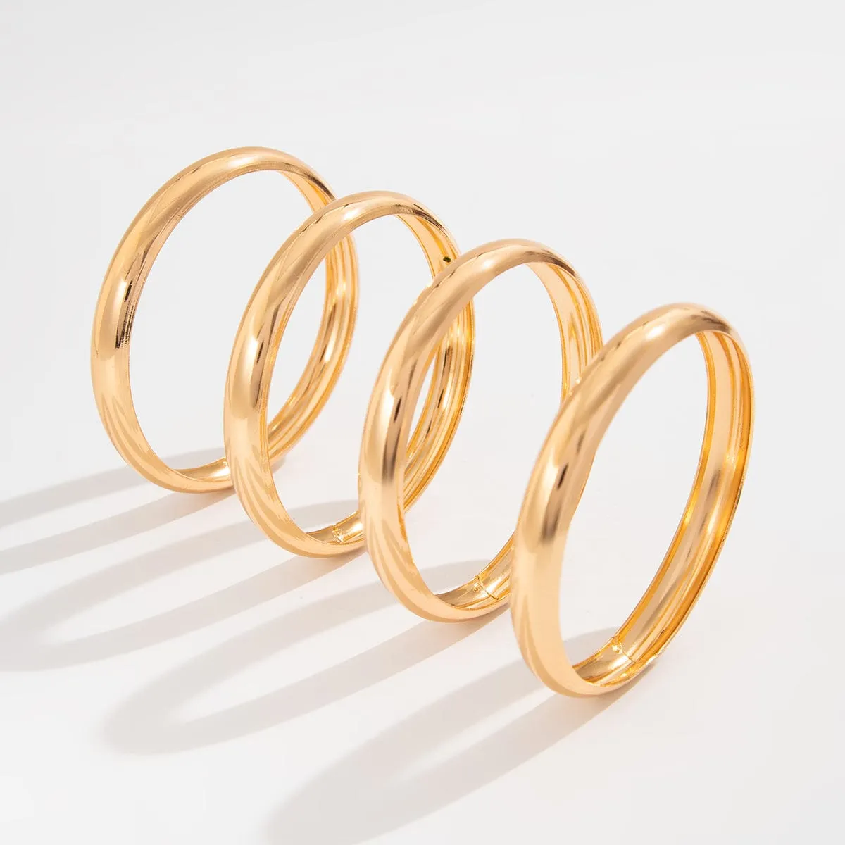 Minimalist 4pcs Gold Silver Plated Glossy Bangle Bracelet Set