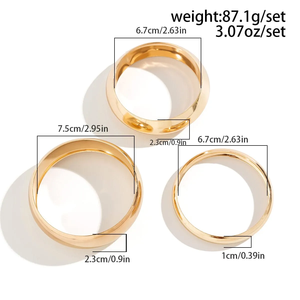 Minimalist Chunky Gold Silver Plated Bangle Bracelet Set
