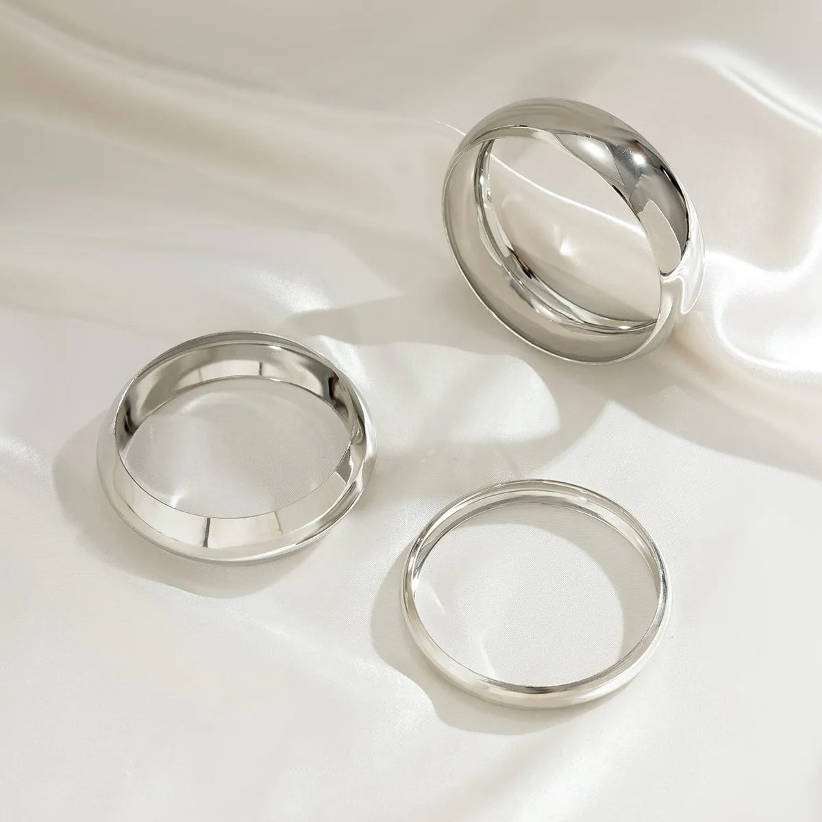 Minimalist Chunky Gold Silver Plated Bangle Bracelet Set