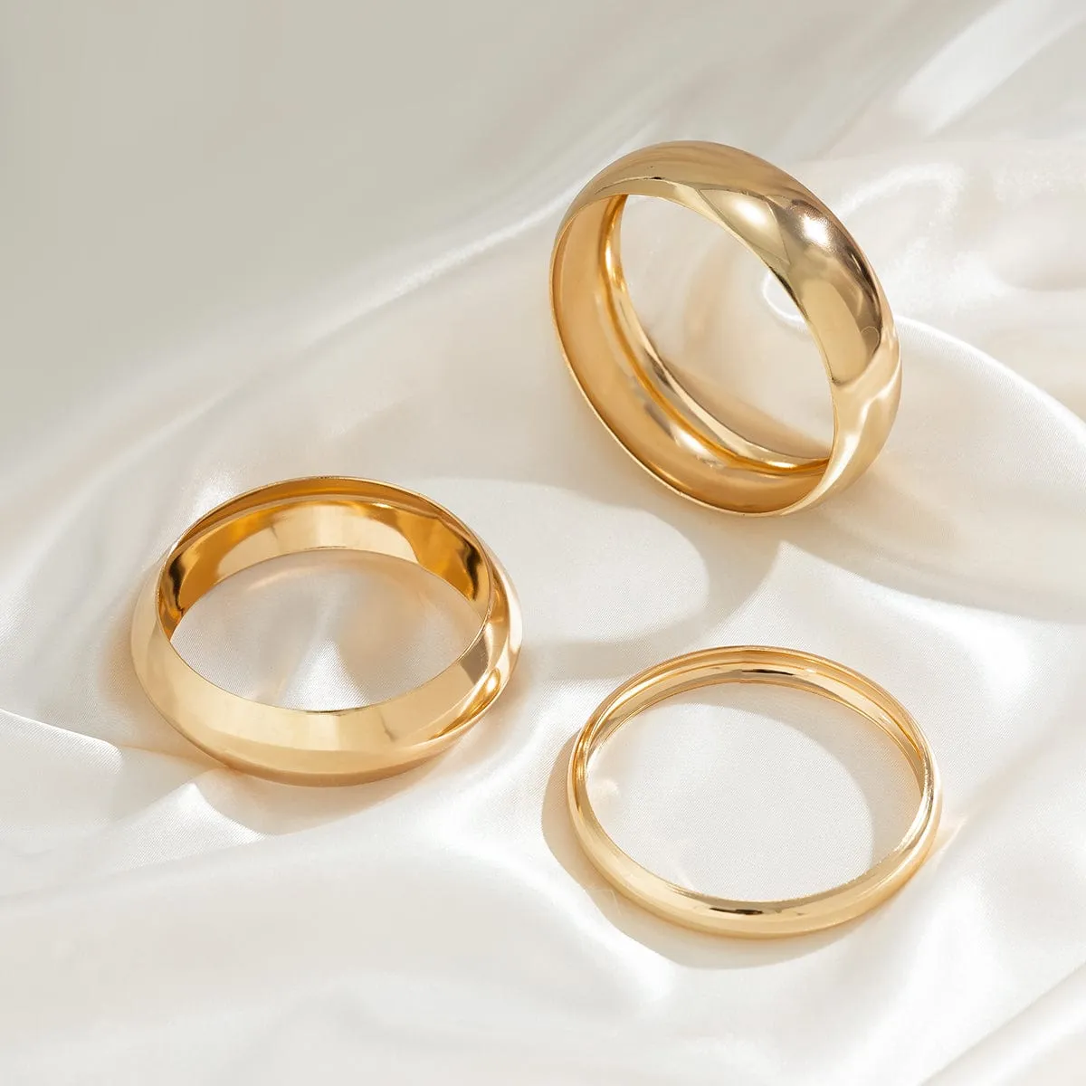 Minimalist Chunky Gold Silver Plated Bangle Bracelet Set
