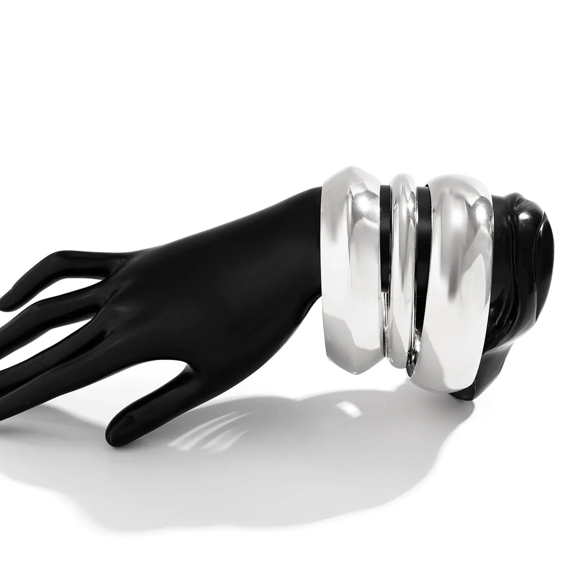 Minimalist Chunky Gold Silver Plated Bangle Bracelet Set