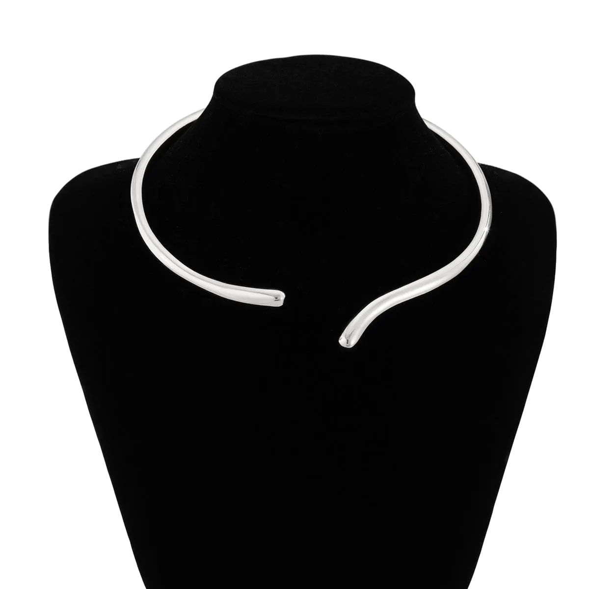 Minimalist Gold Silver Plated Curved Collar Necklace