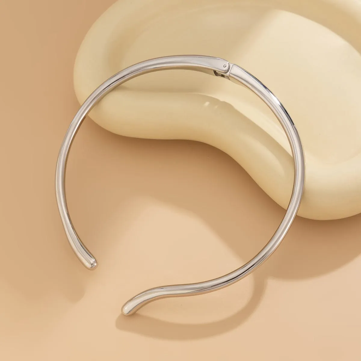 Minimalist Gold Silver Plated Curved Collar Necklace