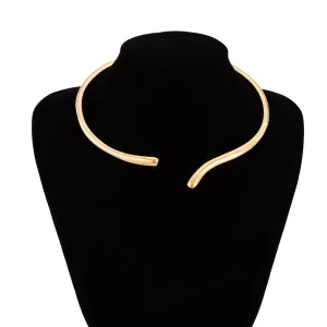 Minimalist Gold Silver Plated Curved Collar Necklace