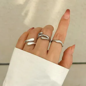 Minimalist Luxury 3pcs/set Irregular Metal Open Ring