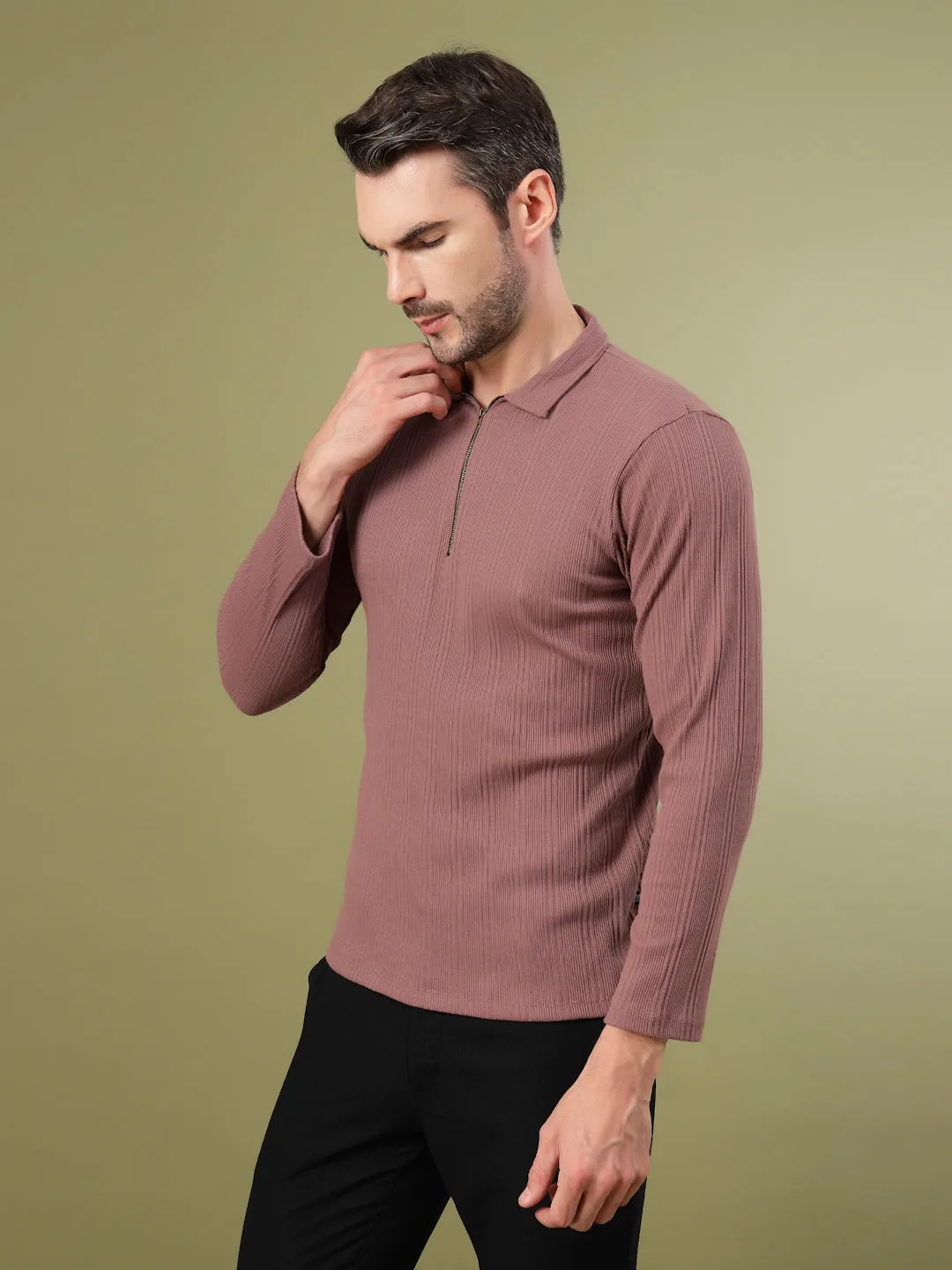 Modern Fit Polo Zipper T-Shirt