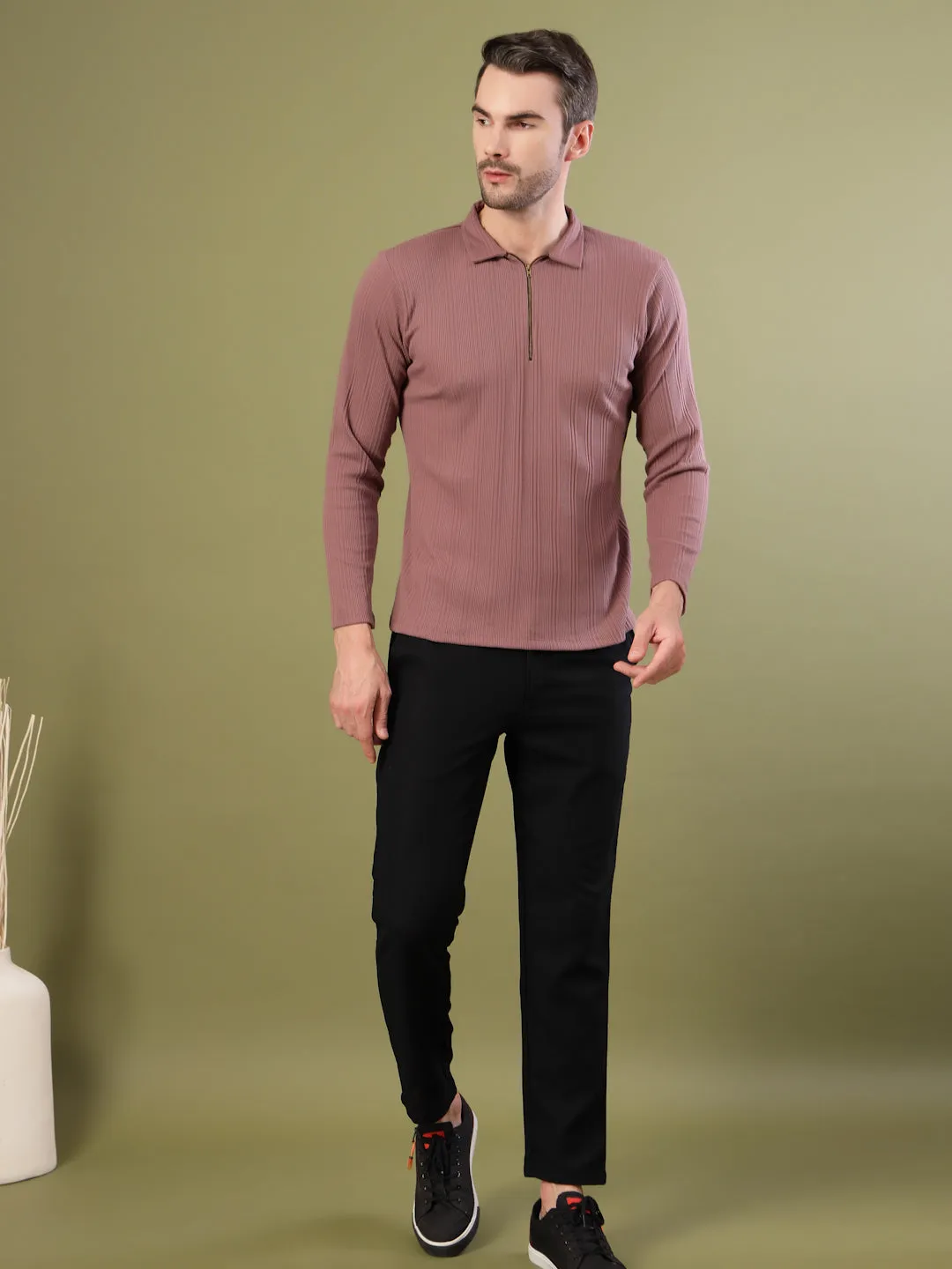Modern Fit Polo Zipper T-Shirt