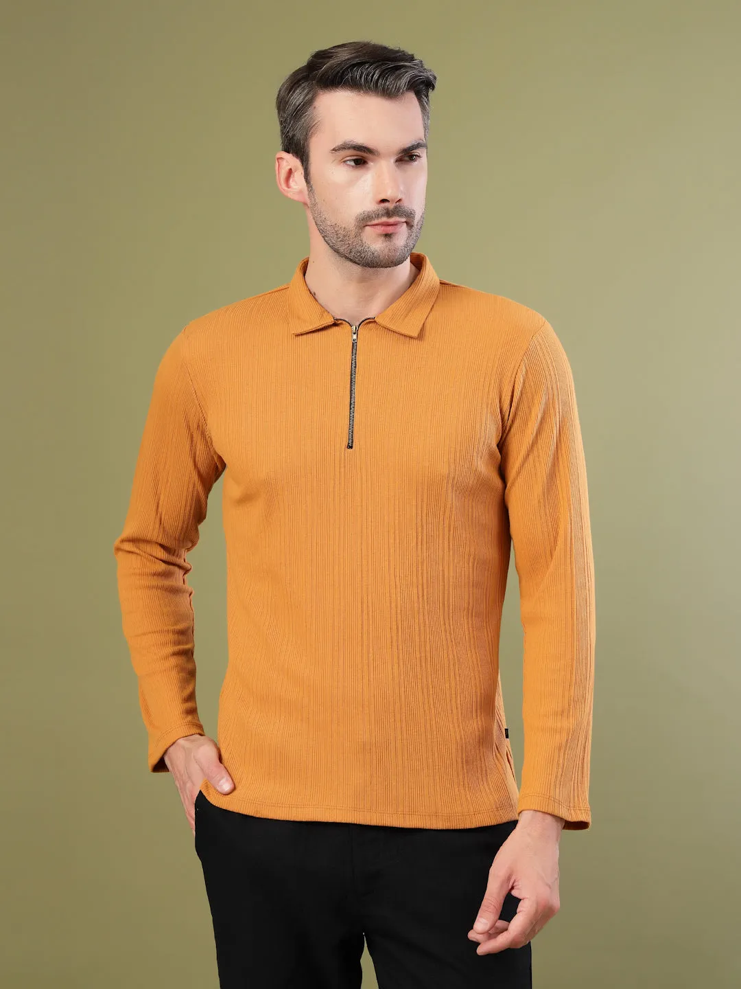 Modern Fit Polo Zipper T-Shirt