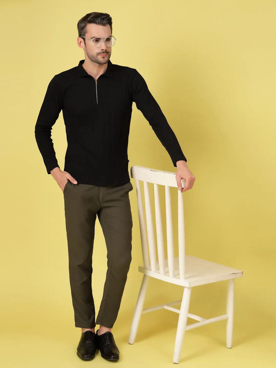 Modern Fit Polo Zipper T-Shirt