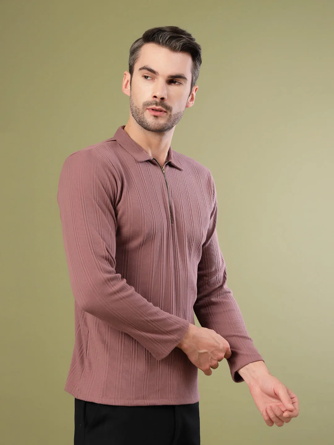 Modern Fit Polo Zipper T-Shirt