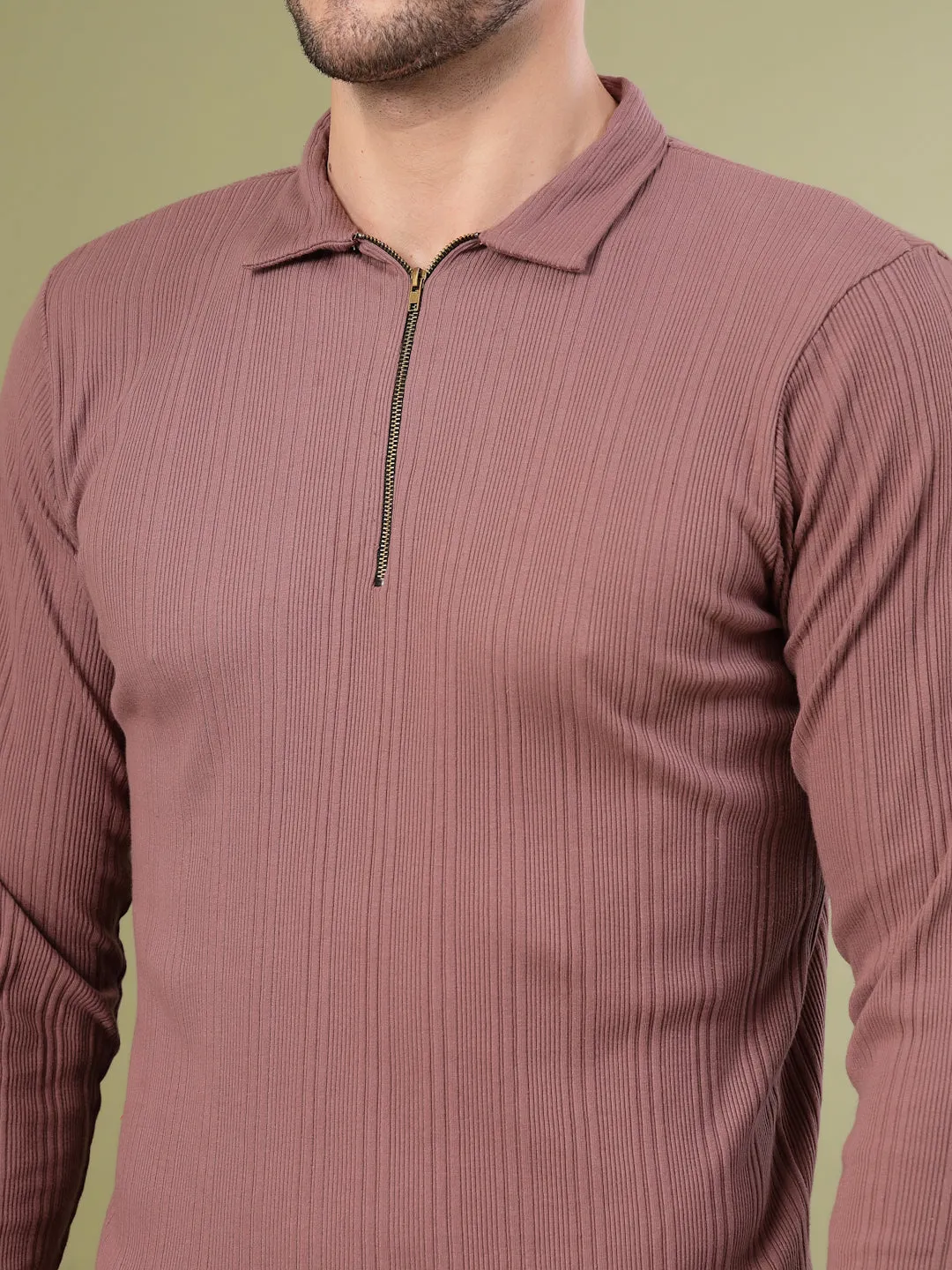 Modern Fit Polo Zipper T-Shirt