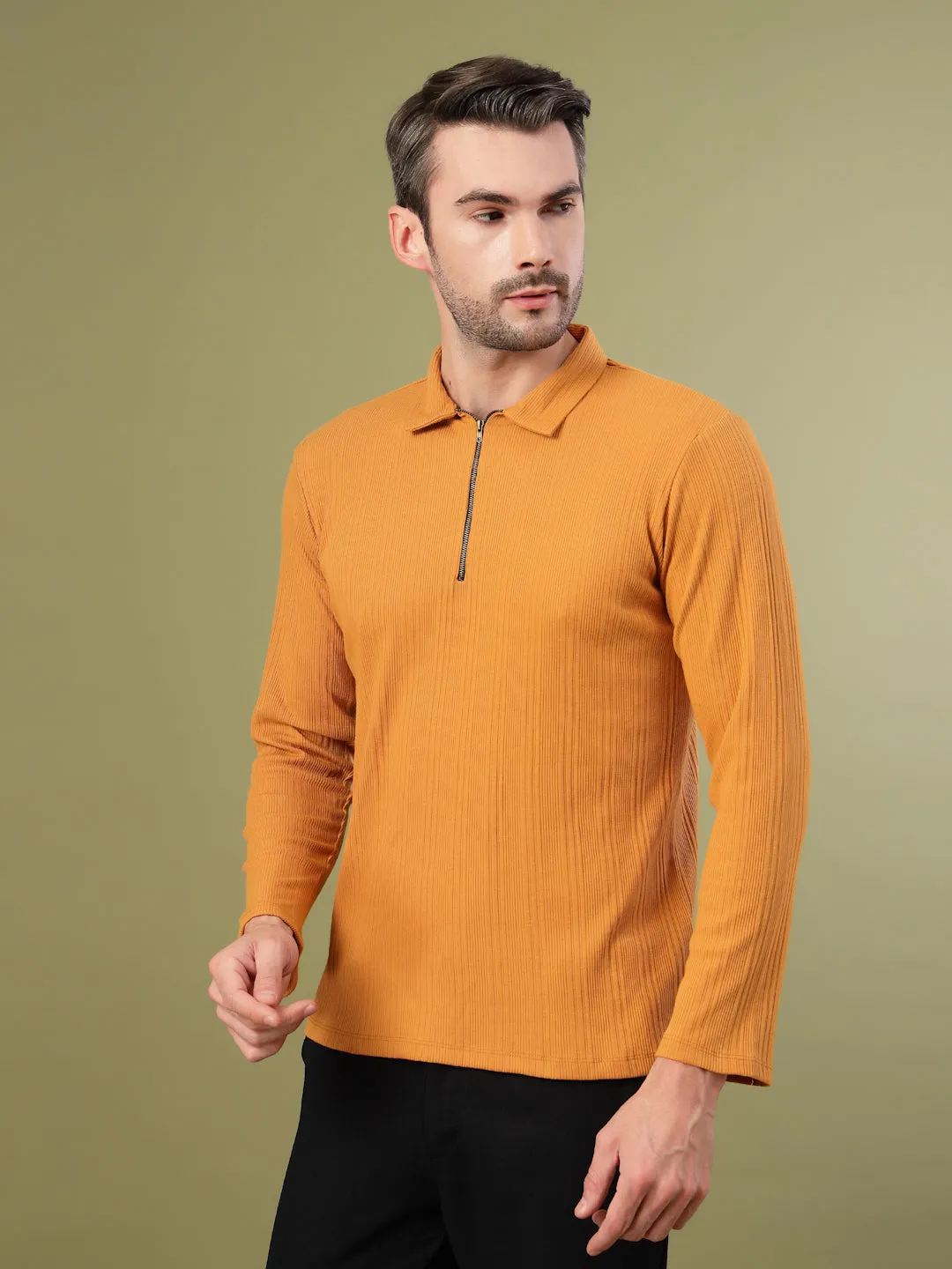 Modern Fit Polo Zipper T-Shirt