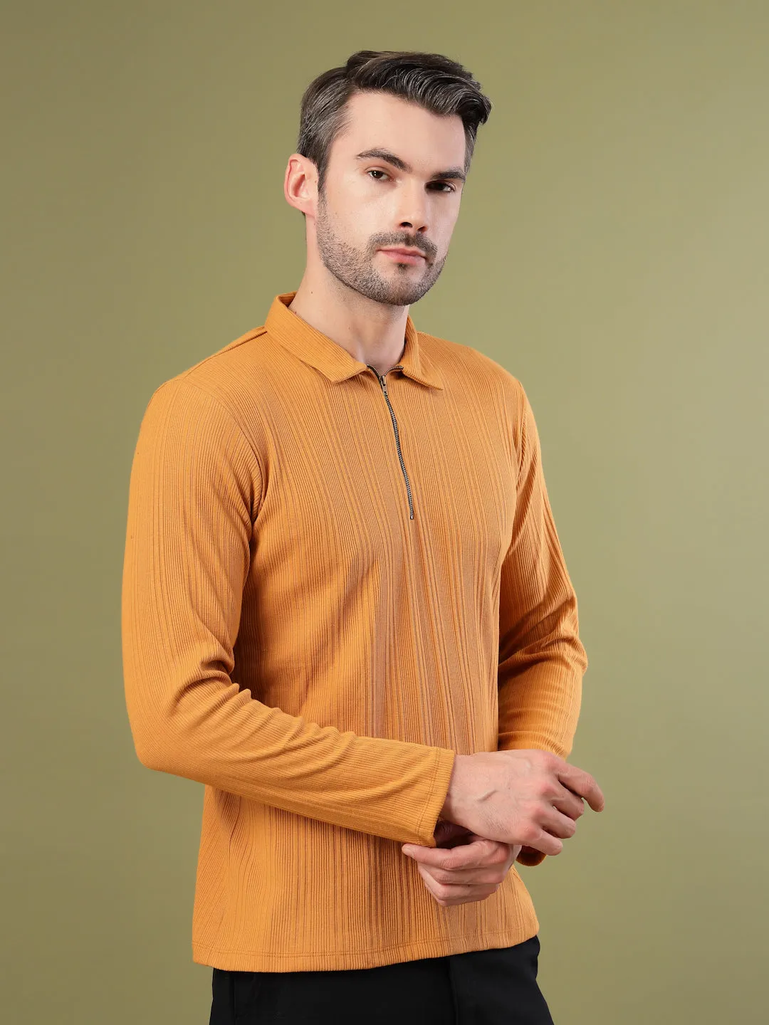 Modern Fit Polo Zipper T-Shirt