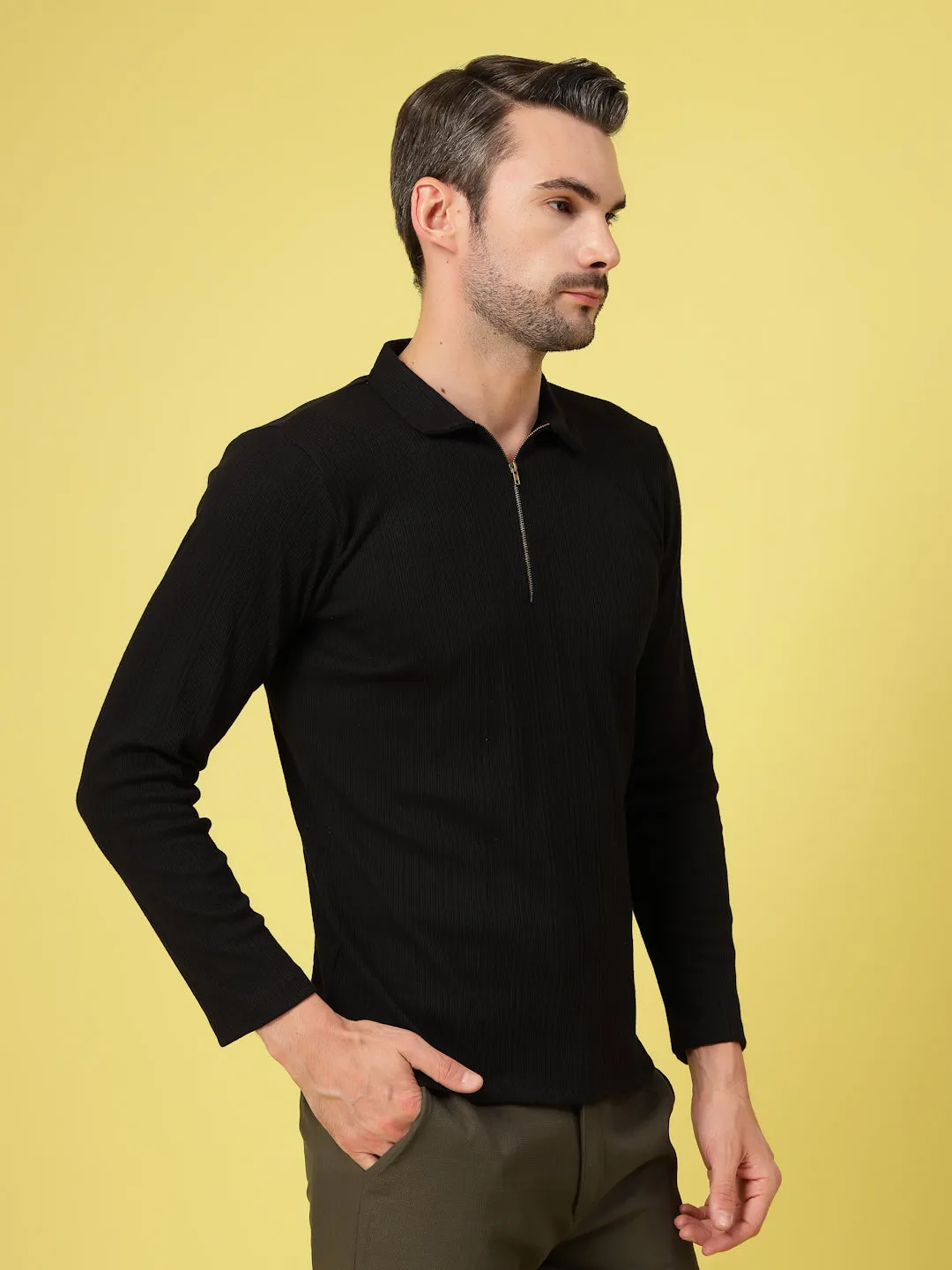 Modern Fit Polo Zipper T-Shirt