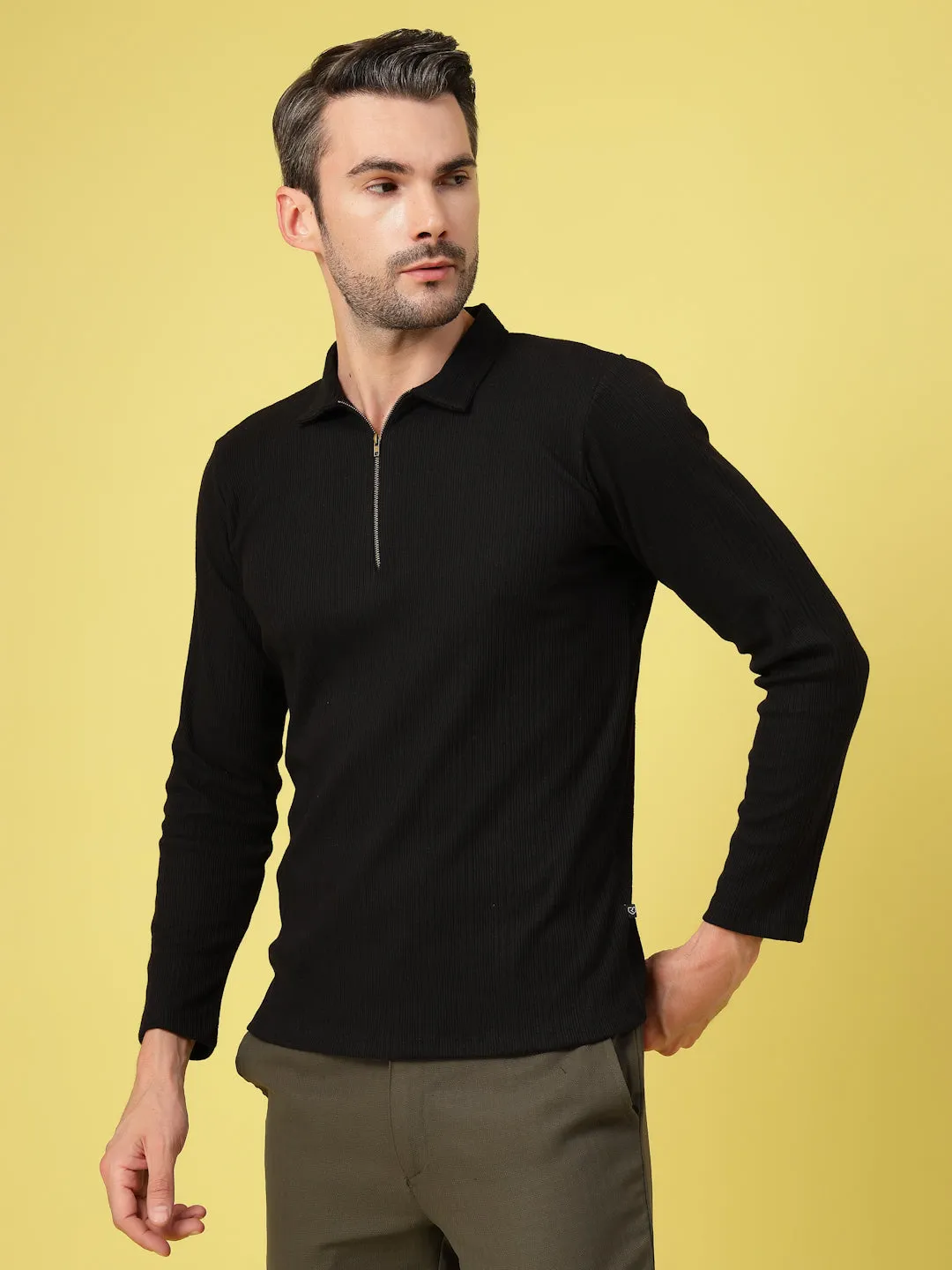 Modern Fit Polo Zipper T-Shirt