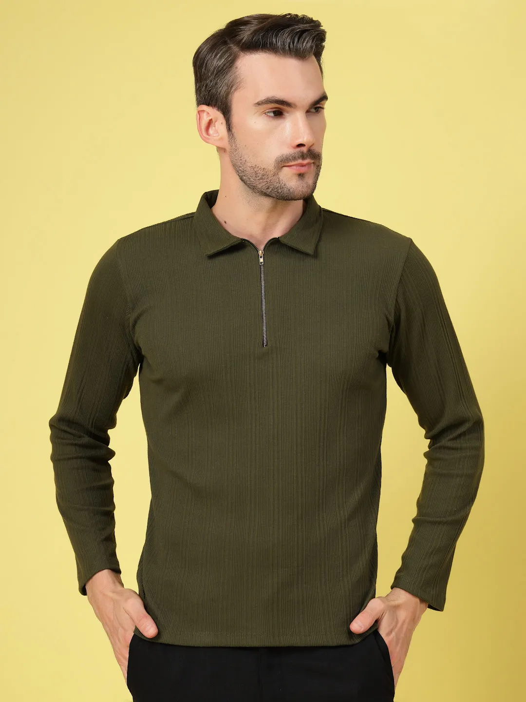 Modern Fit Polo Zipper T-Shirt